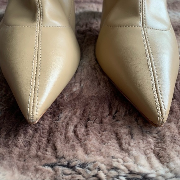 Schutz Cyrus Napa Soft Light Nude Pointed Toe Rhinestone Heel Booties - Picture 5 of 12